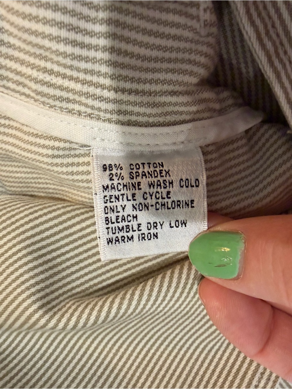Talbots Stretch Pinstripe Blazer Jacket Tan White Cotton Women's 12 Two Button - Picture 8 of 8